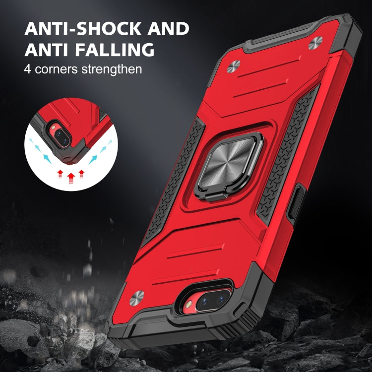 For OPPO A3s Magnetic Armor Shockproof TPU + PC Phone Case with Metal Ring Holder