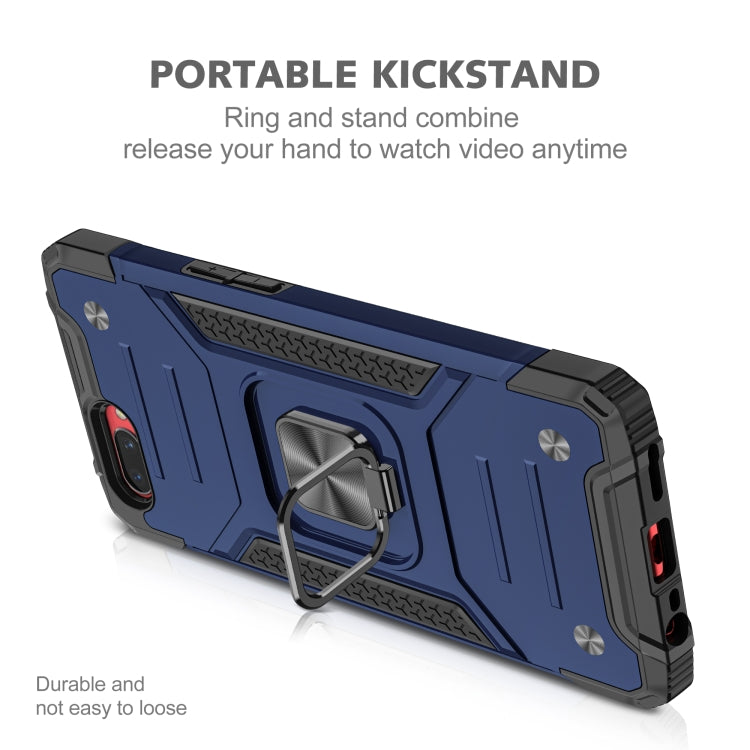 For OPPO A3s Magnetic Armor Shockproof TPU + PC Phone Case with Metal Ring Holder