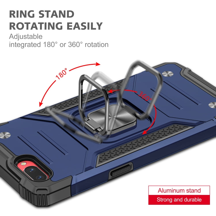 For OPPO A3s Magnetic Armor Shockproof TPU + PC Phone Case with Metal Ring Holder