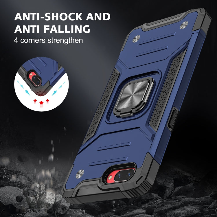 For OPPO A3s Magnetic Armor Shockproof TPU + PC Phone Case with Metal Ring Holder