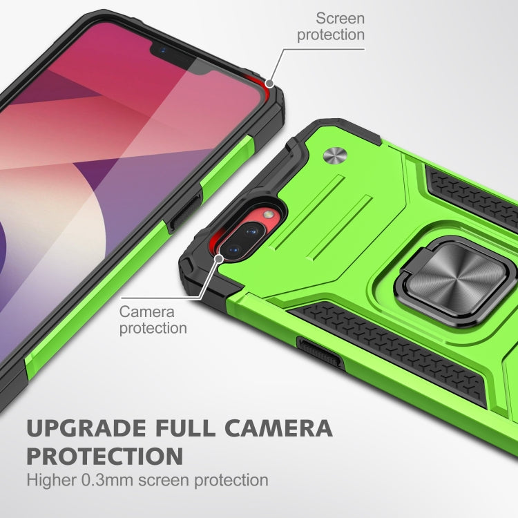 For OPPO A3s Magnetic Armor Shockproof TPU + PC Phone Case with Metal Ring Holder