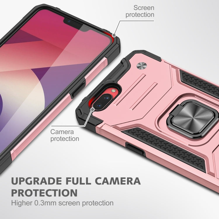 For OPPO A3s Magnetic Armor Shockproof TPU + PC Phone Case with Metal Ring Holder