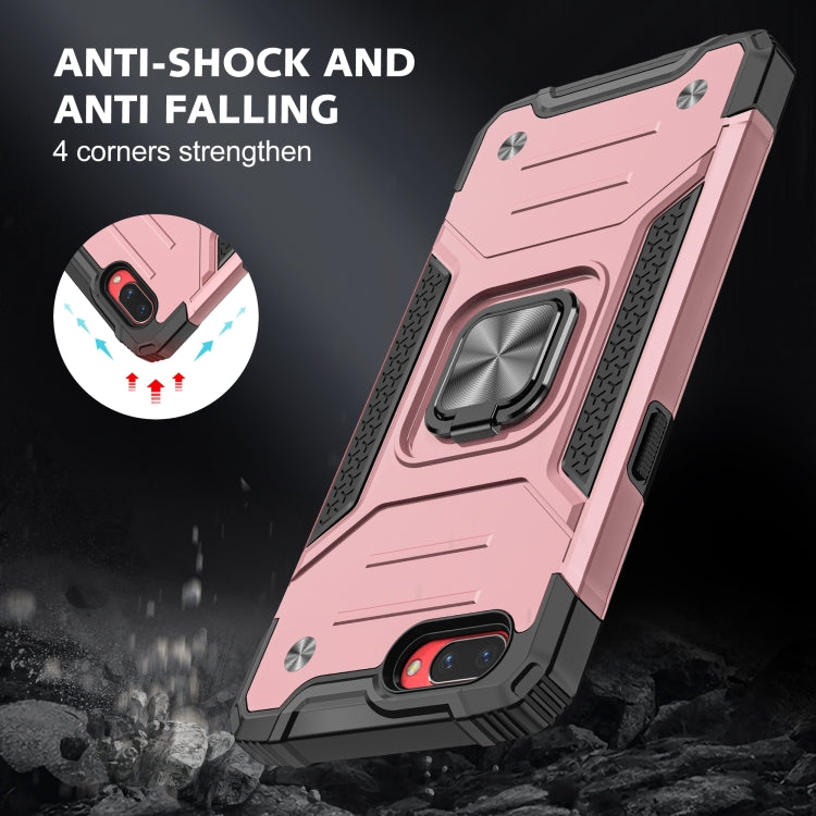 For OPPO A3s Magnetic Armor Shockproof TPU + PC Phone Case with Metal Ring Holder