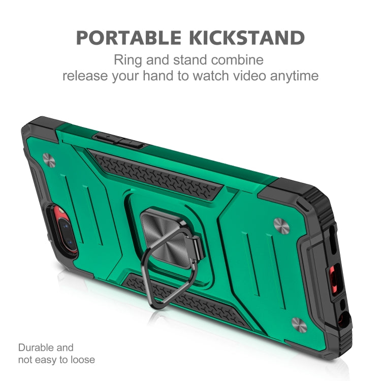 For OPPO A3s Magnetic Armor Shockproof TPU + PC Phone Case with Metal Ring Holder