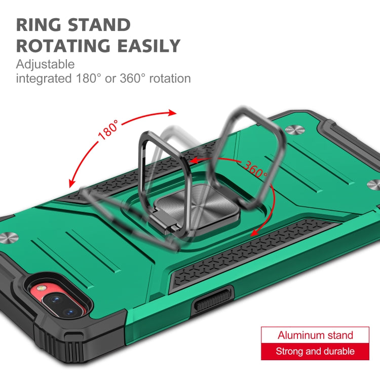 For OPPO A3s Magnetic Armor Shockproof TPU + PC Phone Case with Metal Ring Holder