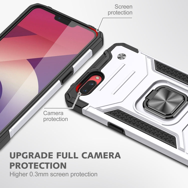 For OPPO A3s Magnetic Armor Shockproof TPU + PC Phone Case with Metal Ring Holder