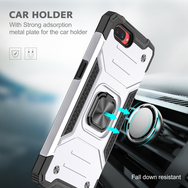 For OPPO A3s Magnetic Armor Shockproof TPU + PC Phone Case with Metal Ring Holder