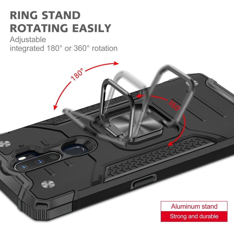 For OPPO A5 & A9 Magnetic Armor Shockproof TPU + PC Phone Case with Metal Ring Holder