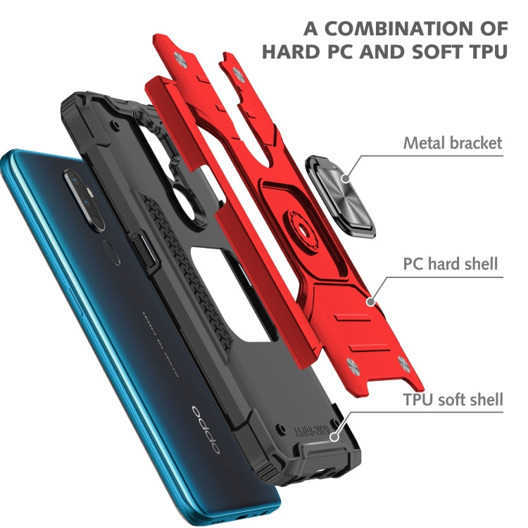 For OPPO A5 & A9 Magnetic Armor Shockproof TPU + PC Phone Case with Metal Ring Holder