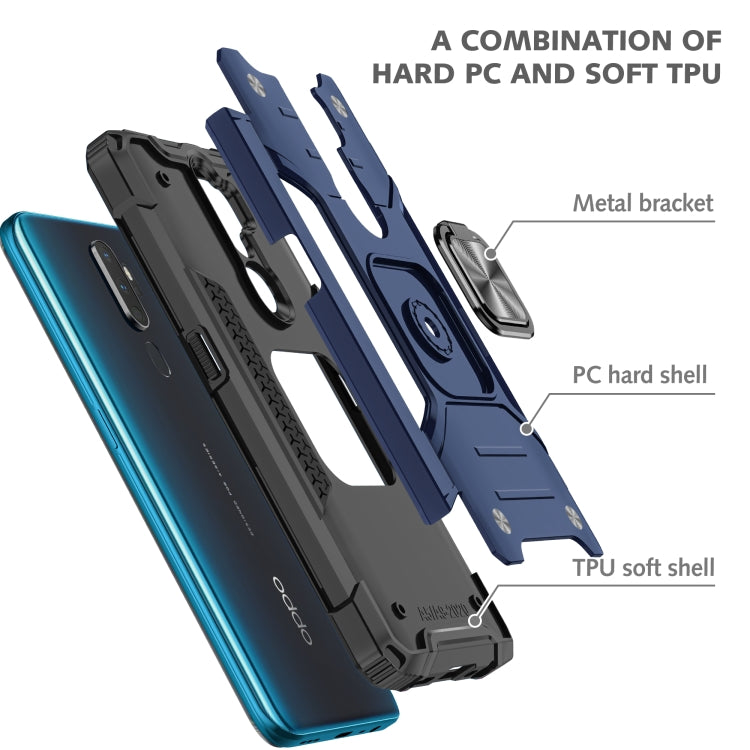 For OPPO A5 & A9 Magnetic Armor Shockproof TPU + PC Phone Case with Metal Ring Holder