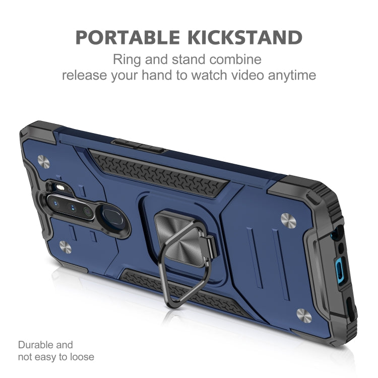 For OPPO A5 & A9 Magnetic Armor Shockproof TPU + PC Phone Case with Metal Ring Holder