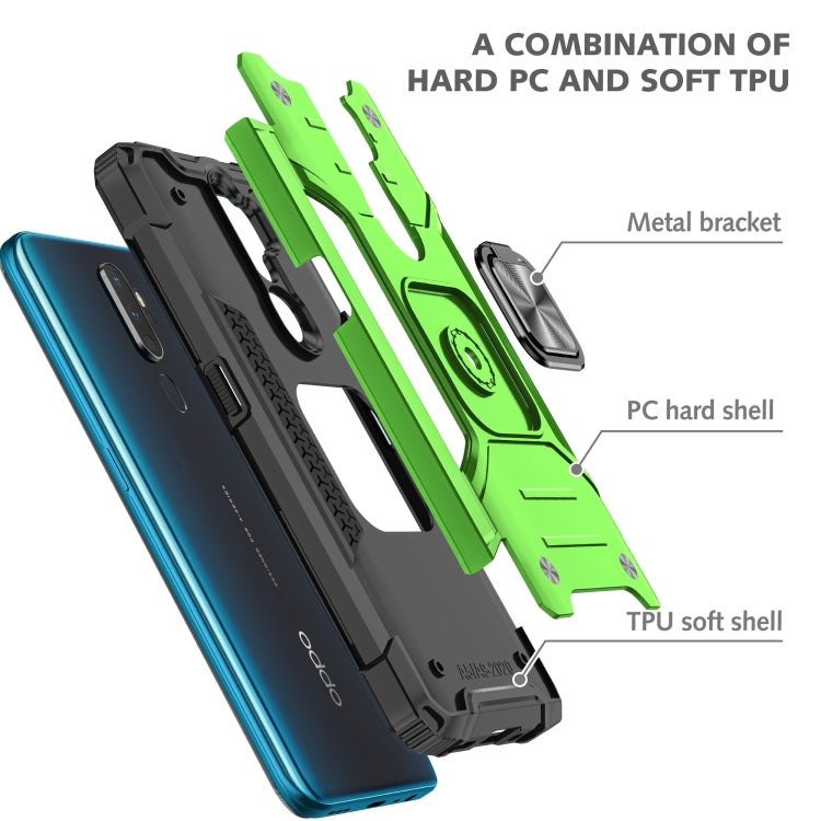 For OPPO A5 & A9 Magnetic Armor Shockproof TPU + PC Phone Case with Metal Ring Holder