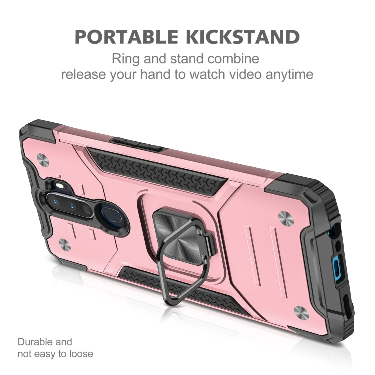 For OPPO A5 & A9 Magnetic Armor Shockproof TPU + PC Phone Case with Metal Ring Holder