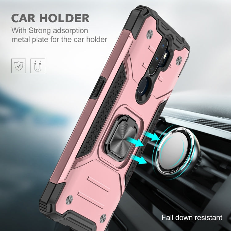 For OPPO A5 & A9 Magnetic Armor Shockproof TPU + PC Phone Case with Metal Ring Holder