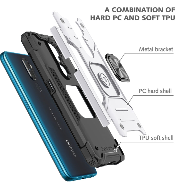 For OPPO A5 & A9 Magnetic Armor Shockproof TPU + PC Phone Case with Metal Ring Holder