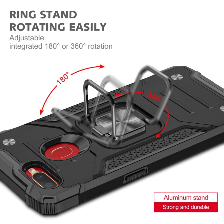 For OPPO A5s & A7 Magnetic Armor Shockproof TPU + PC Phone Case with Metal Ring Holder