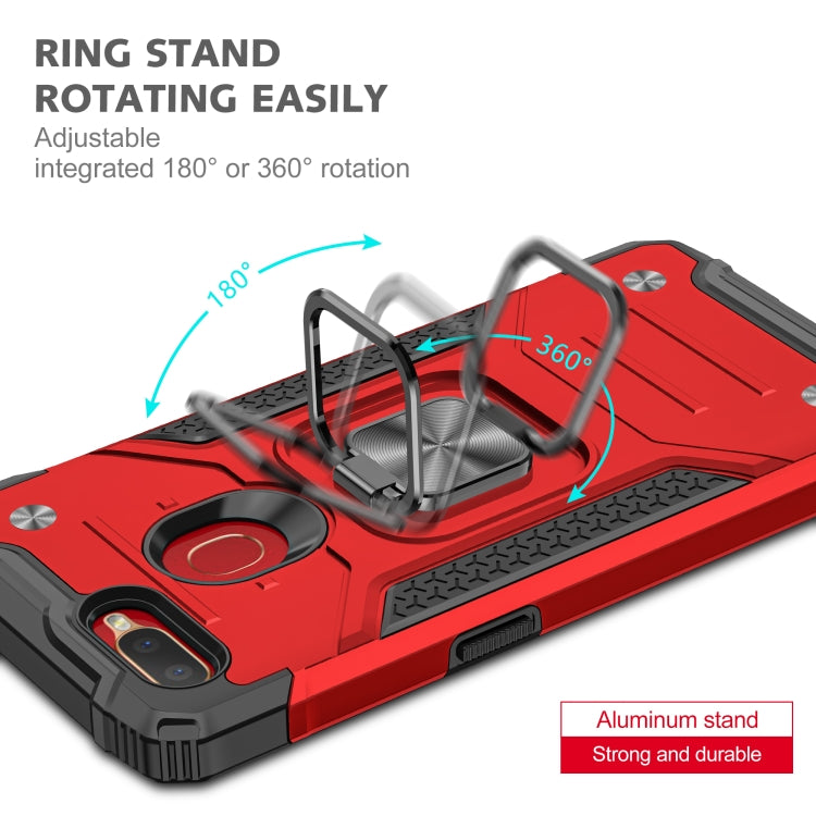 For OPPO A5s & A7 Magnetic Armor Shockproof TPU + PC Phone Case with Metal Ring Holder