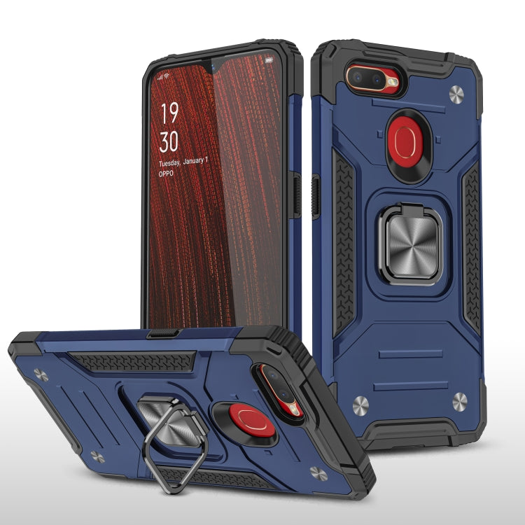 For OPPO A5s & A7 Magnetic Armor Shockproof TPU + PC Phone Case with Metal Ring Holder