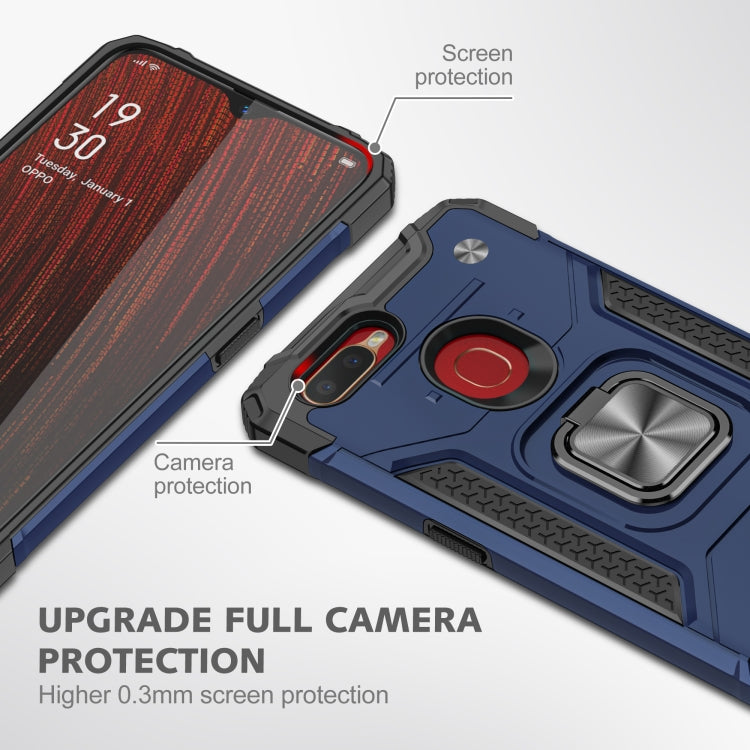 For OPPO A5s & A7 Magnetic Armor Shockproof TPU + PC Phone Case with Metal Ring Holder