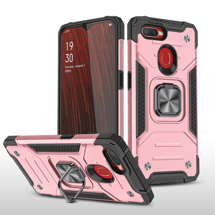 For OPPO A5s & A7 Magnetic Armor Shockproof TPU + PC Phone Case with Metal Ring Holder