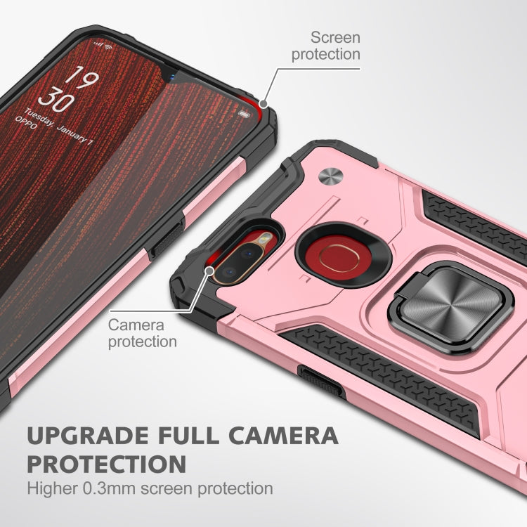 For OPPO A5s & A7 Magnetic Armor Shockproof TPU + PC Phone Case with Metal Ring Holder