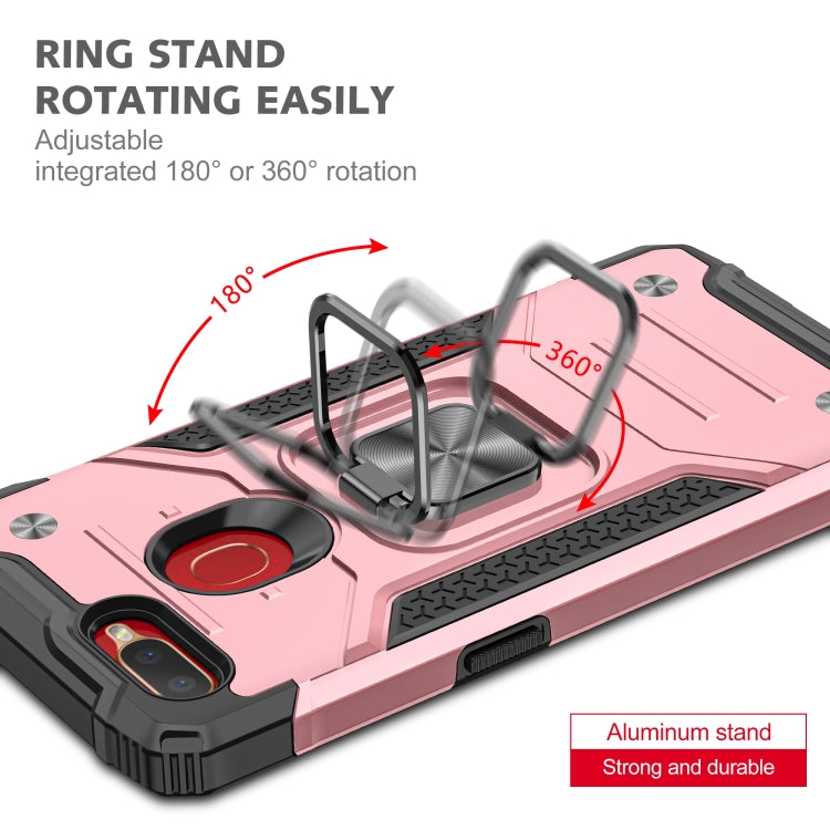 For OPPO A5s & A7 Magnetic Armor Shockproof TPU + PC Phone Case with Metal Ring Holder