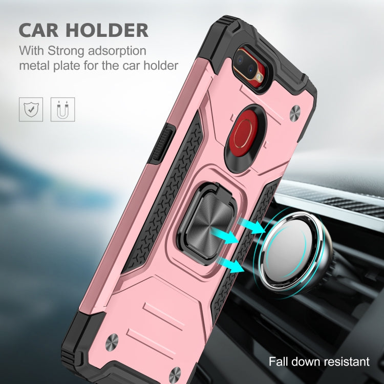 For OPPO A5s & A7 Magnetic Armor Shockproof TPU + PC Phone Case with Metal Ring Holder