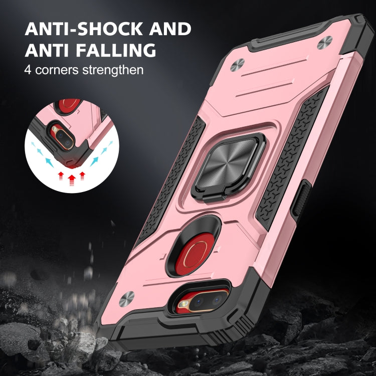For OPPO A5s & A7 Magnetic Armor Shockproof TPU + PC Phone Case with Metal Ring Holder
