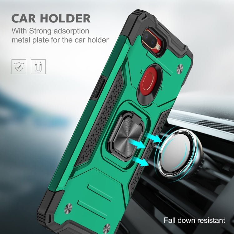 For OPPO A5s & A7 Magnetic Armor Shockproof TPU + PC Phone Case with Metal Ring Holder