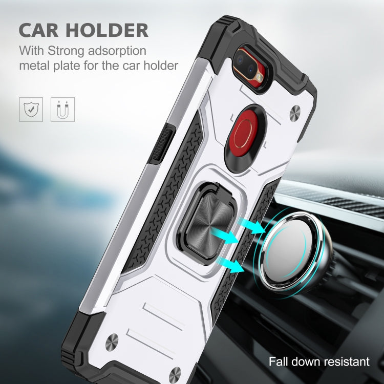 For OPPO A5s & A7 Magnetic Armor Shockproof TPU + PC Phone Case with Metal Ring Holder