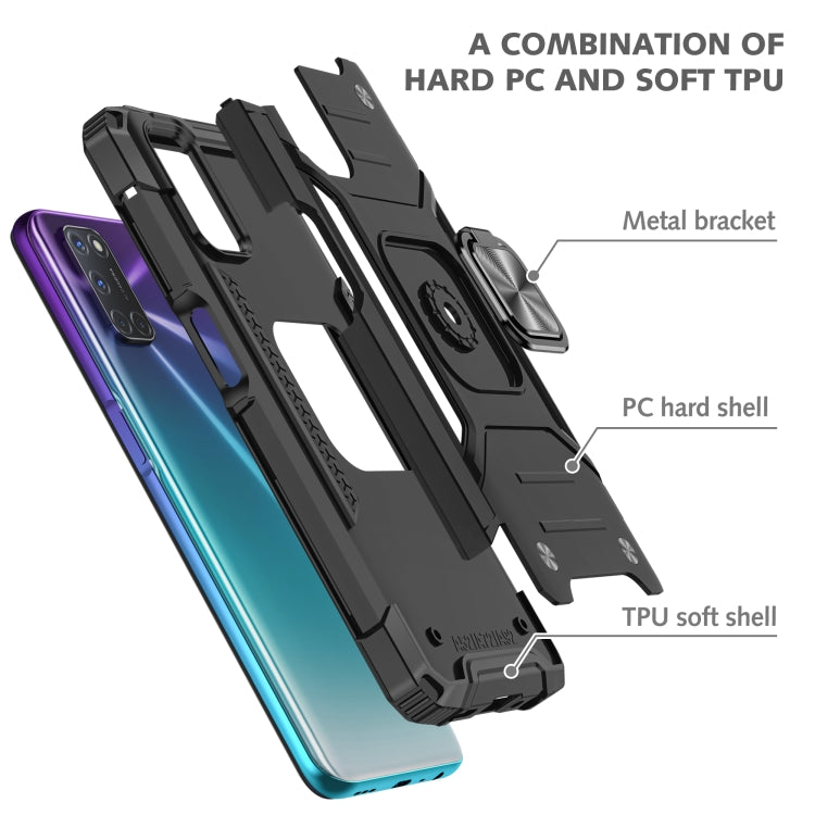 For OPPO A52 & A72 & A92 Magnetic Armor Shockproof TPU + PC Phone Case with Metal Ring Holder
