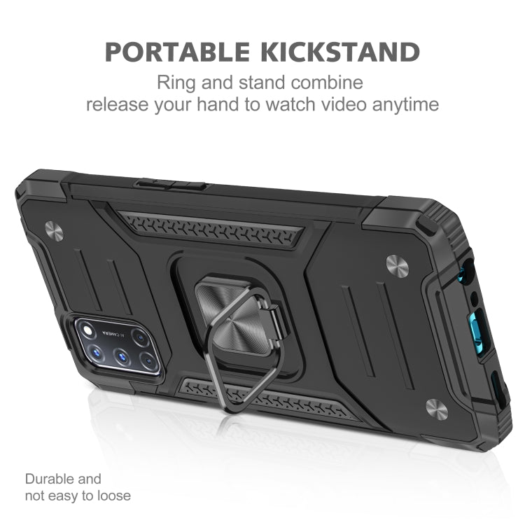 For OPPO A52 & A72 & A92 Magnetic Armor Shockproof TPU + PC Phone Case with Metal Ring Holder