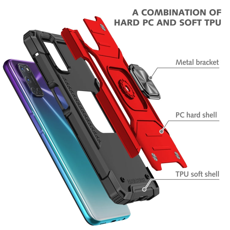 For OPPO A52 & A72 & A92 Magnetic Armor Shockproof TPU + PC Phone Case with Metal Ring Holder