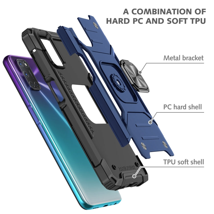 For OPPO A52 & A72 & A92 Magnetic Armor Shockproof TPU + PC Phone Case with Metal Ring Holder