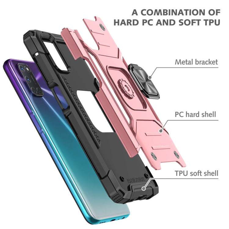 For OPPO A52 & A72 & A92 Magnetic Armor Shockproof TPU + PC Phone Case with Metal Ring Holder
