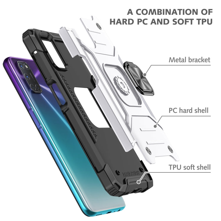 For OPPO A52 & A72 & A92 Magnetic Armor Shockproof TPU + PC Phone Case with Metal Ring Holder