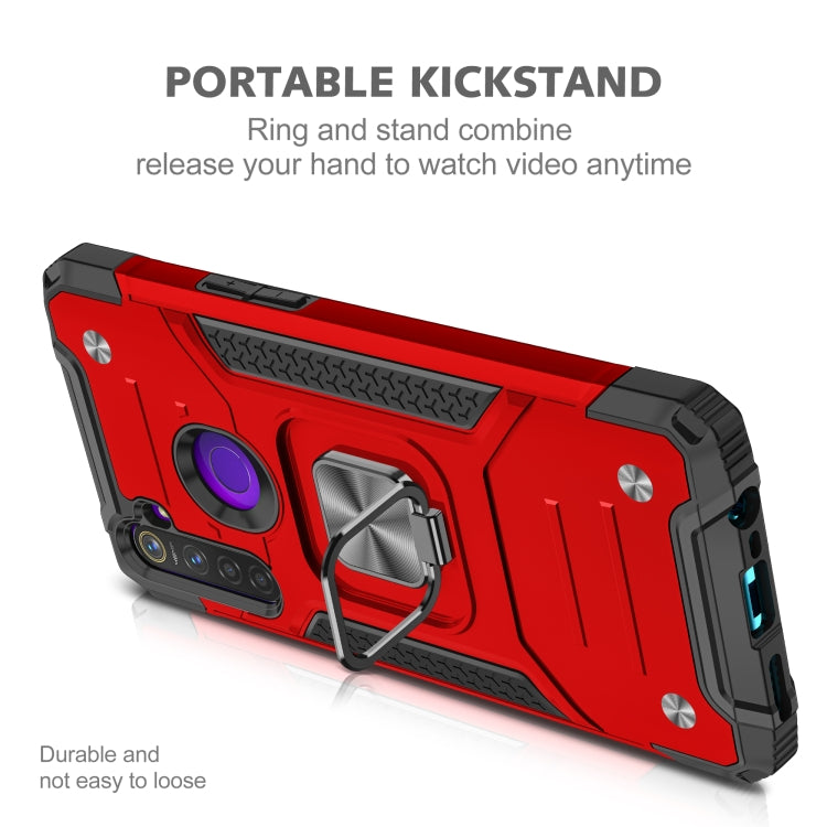 For OPPO Realme 5 Magnetic Armor Shockproof TPU + PC Phone Case with Metal Ring Holder