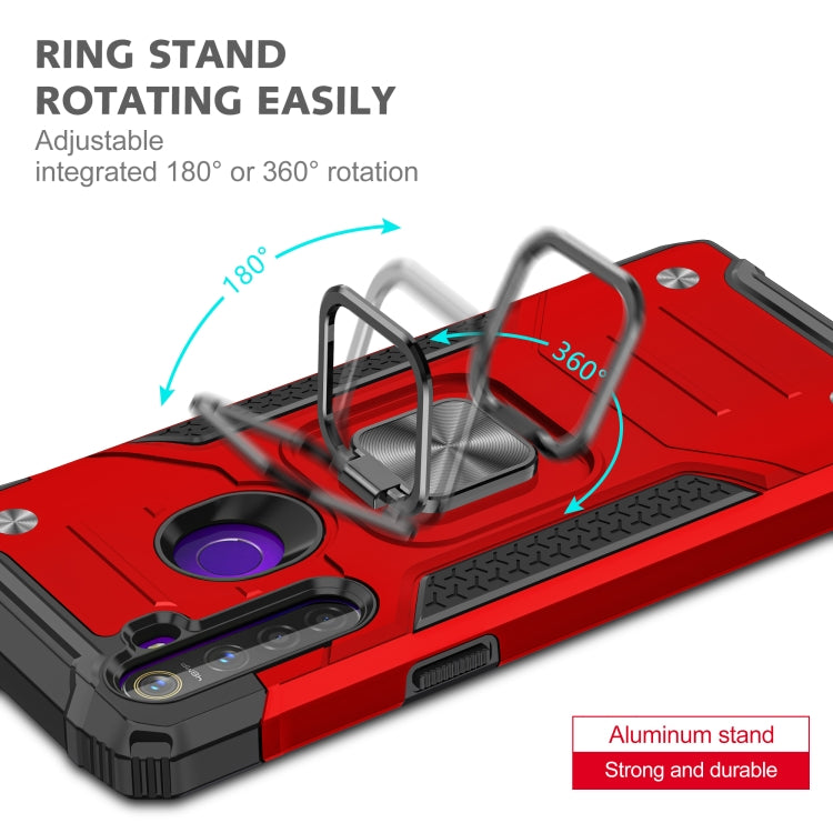 For OPPO Realme 5 Magnetic Armor Shockproof TPU + PC Phone Case with Metal Ring Holder