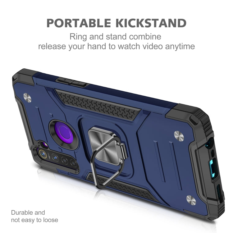 For OPPO Realme 5 Magnetic Armor Shockproof TPU + PC Phone Case with Metal Ring Holder