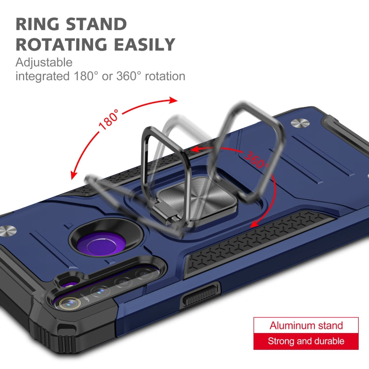 For OPPO Realme 5 Magnetic Armor Shockproof TPU + PC Phone Case with Metal Ring Holder