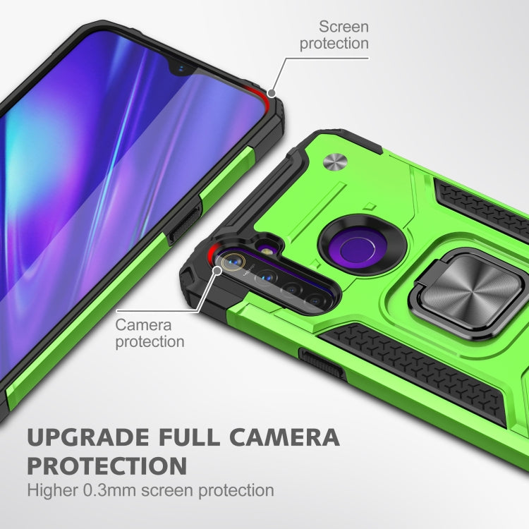 For OPPO Realme 5 Magnetic Armor Shockproof TPU + PC Phone Case with Metal Ring Holder