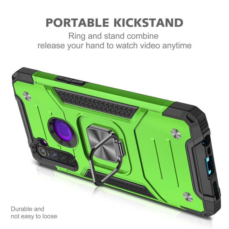 For OPPO Realme 5 Magnetic Armor Shockproof TPU + PC Phone Case with Metal Ring Holder