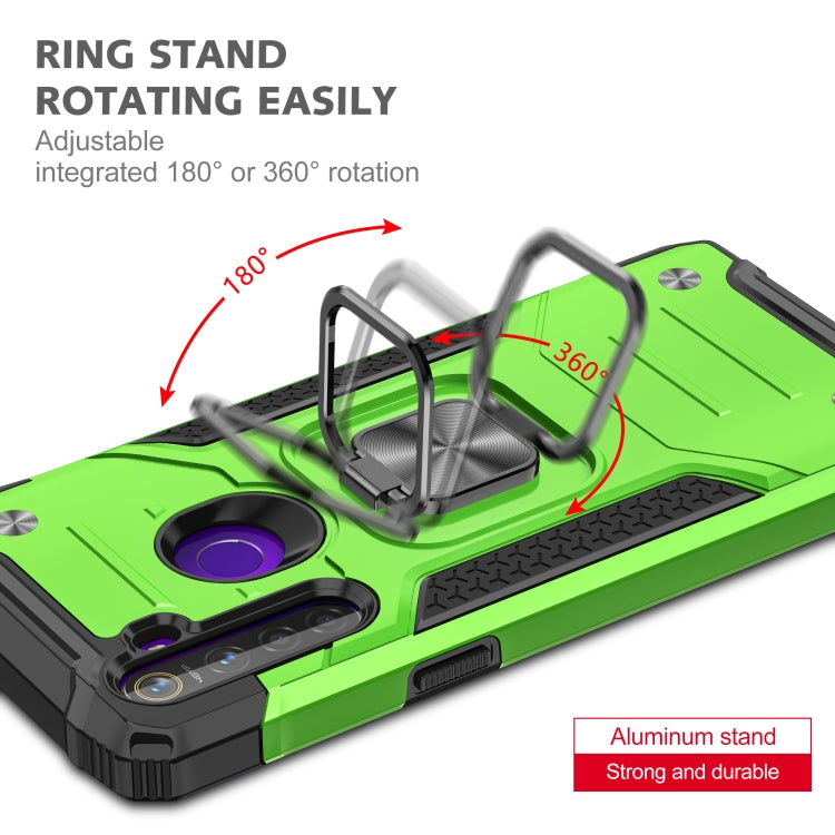 For OPPO Realme 5 Magnetic Armor Shockproof TPU + PC Phone Case with Metal Ring Holder