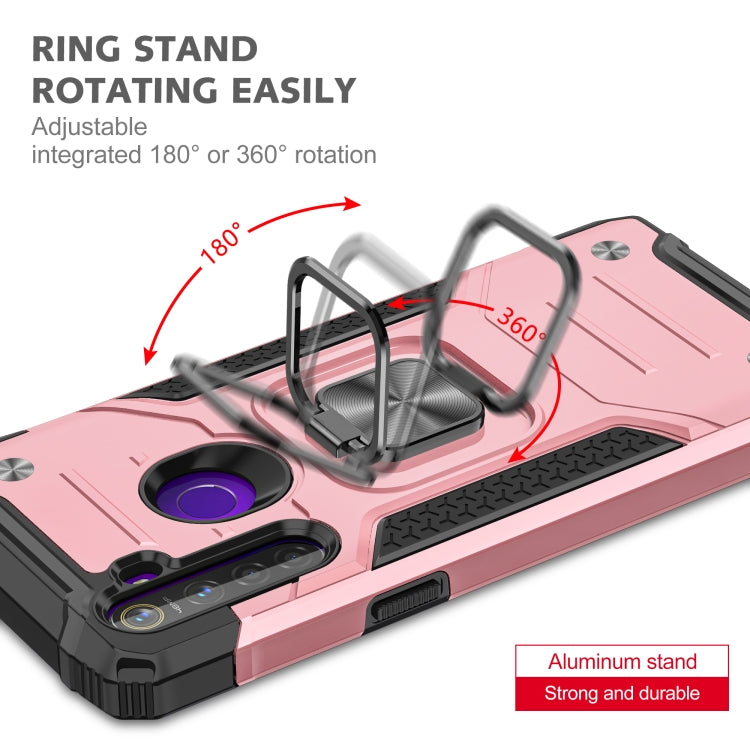 For OPPO Realme 5 Magnetic Armor Shockproof TPU + PC Phone Case with Metal Ring Holder