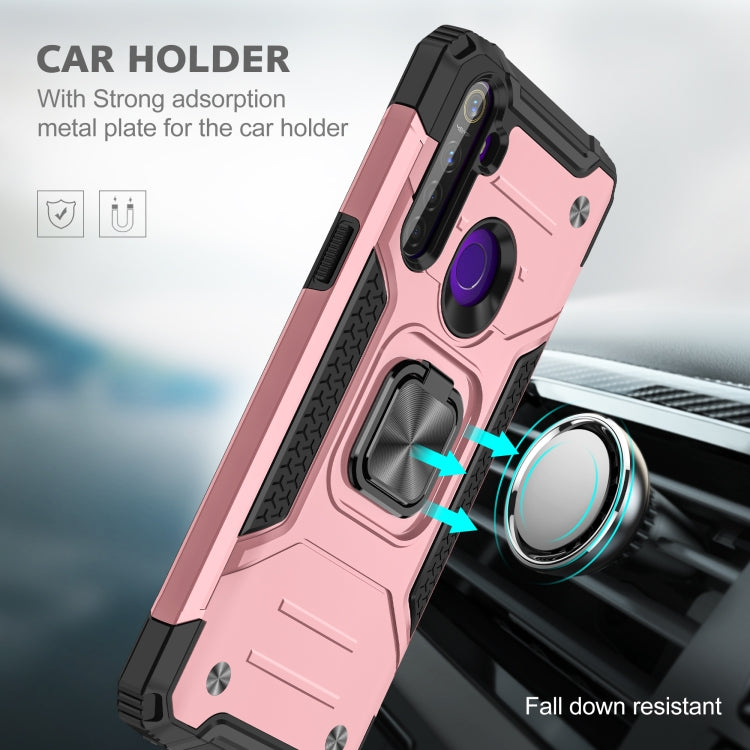 For OPPO Realme 5 Magnetic Armor Shockproof TPU + PC Phone Case with Metal Ring Holder