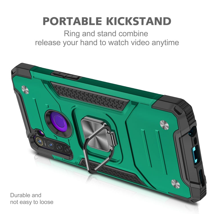 For OPPO Realme 5 Magnetic Armor Shockproof TPU + PC Phone Case with Metal Ring Holder