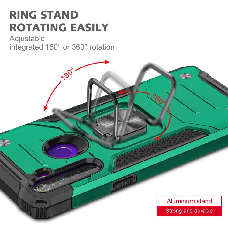 For OPPO Realme 5 Magnetic Armor Shockproof TPU + PC Phone Case with Metal Ring Holder