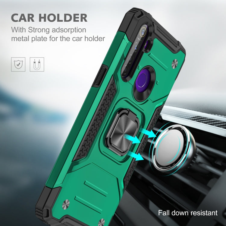 For OPPO Realme 5 Magnetic Armor Shockproof TPU + PC Phone Case with Metal Ring Holder