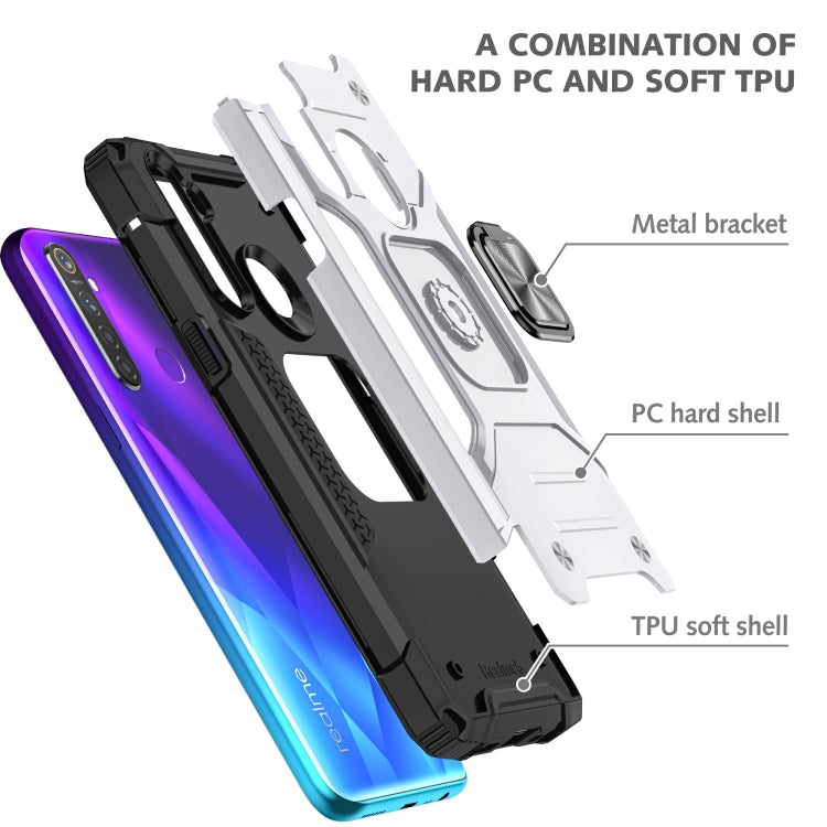 For OPPO Realme 5 Magnetic Armor Shockproof TPU + PC Phone Case with Metal Ring Holder