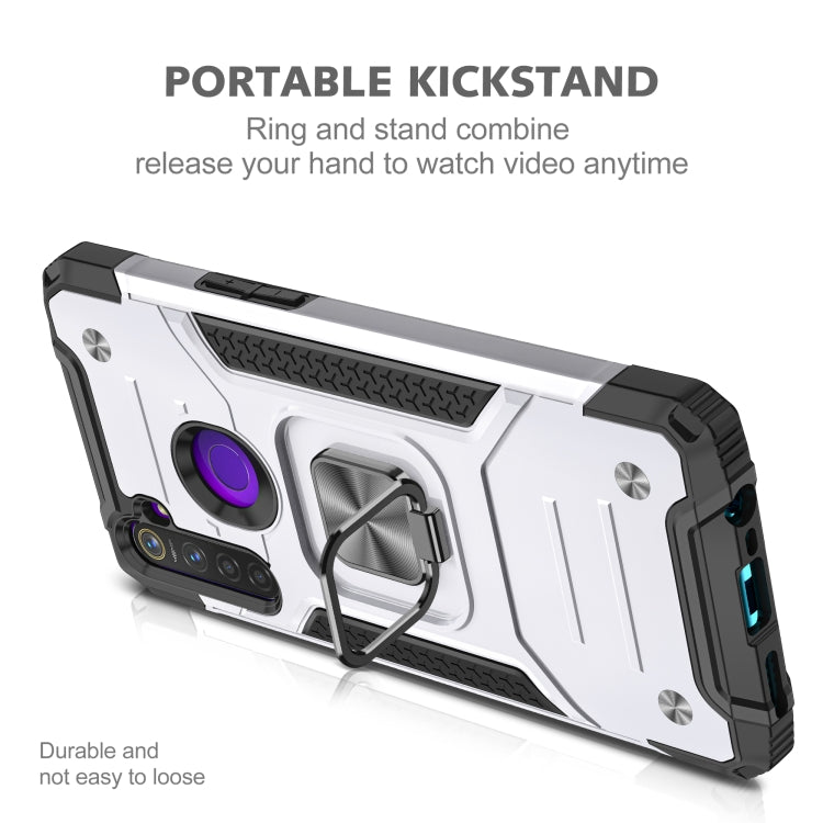 For OPPO Realme 5 Magnetic Armor Shockproof TPU + PC Phone Case with Metal Ring Holder